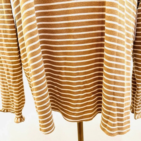 NWT CROFT & BARROW Women Long Sleeve Pullover High Neck Striped Brown Shirt 2X - Picture 3 of 15